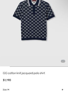 Gucci Navy and White GG Knit V‑Neck Polo Sweater